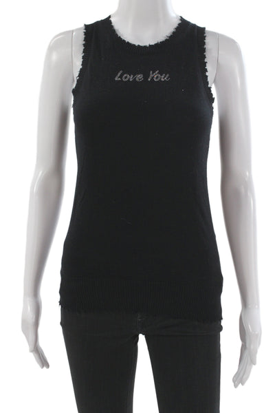 Minnie Rose Women Sleeveless Tank Black Crewneck Cashmere Blend Size XS