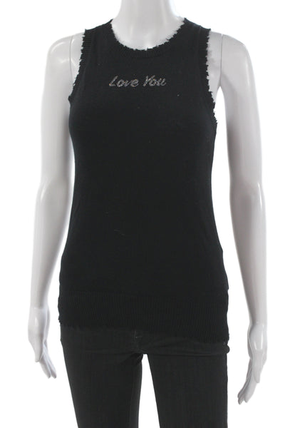 Minnie Rose Women Sleeveless Tank Black Crewneck Cashmere Blend Size XS