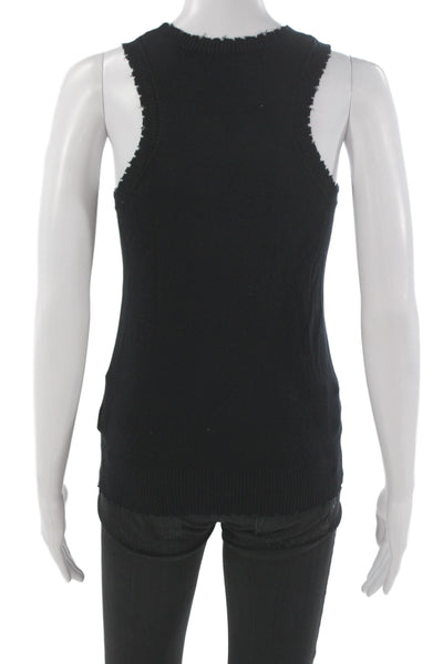 Minnie Rose Women Sleeveless Tank Black Crewneck Cashmere Blend Size XS