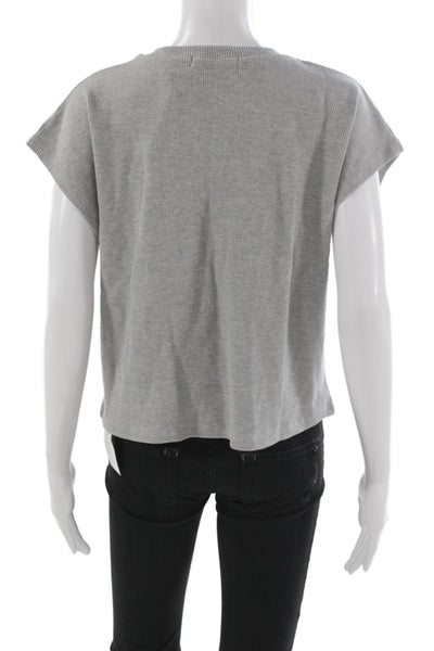 Daydreamer Women Basic Gray Cotton Cashmere Crew Neck T-Shirt Size S