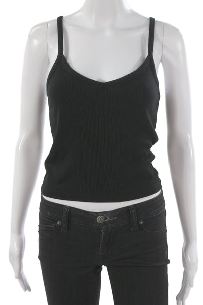 Chaser Women Basic Camisole Black V Neck Sleeveless Solid Size S