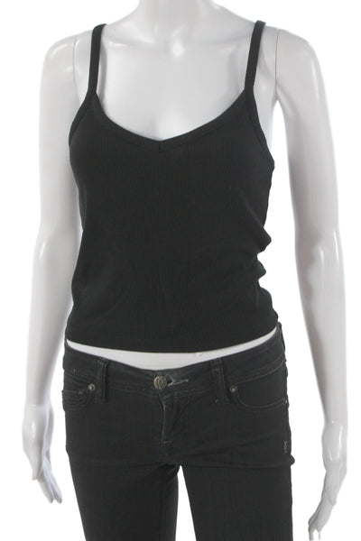 Chaser Women Basic Camisole Black V Neck Sleeveless Solid Size S
