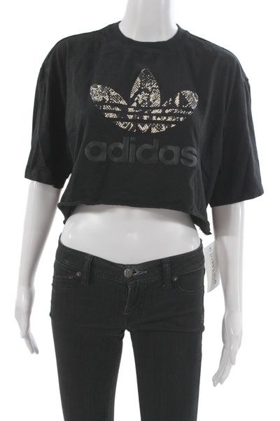 Adidas Women Cropped Graphic Cotton Crew Neck Short Sleeve T-Shirt Size S