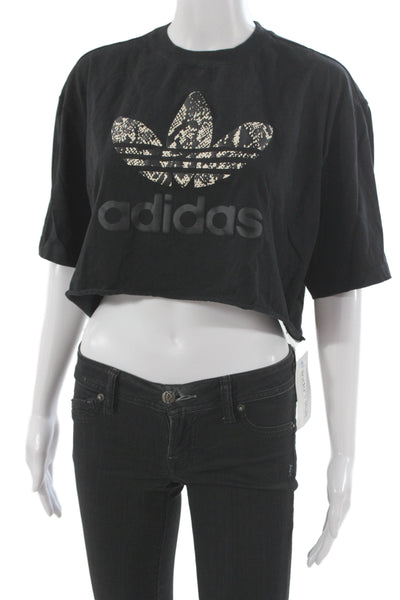 Adidas Women Cropped Graphic Cotton Crew Neck Short Sleeve T-Shirt Size S