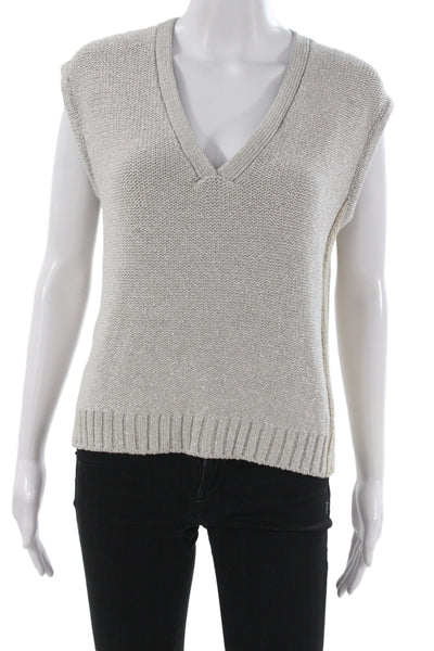 Stone & Sky Unisex Gray Metallic V-Neck Sweater Vest 70% Viscose Size M