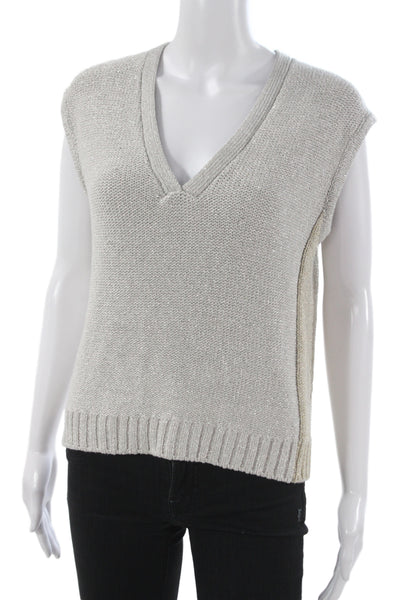 Stone & Sky Unisex Gray Metallic V-Neck Sweater Vest 70% Viscose Size M