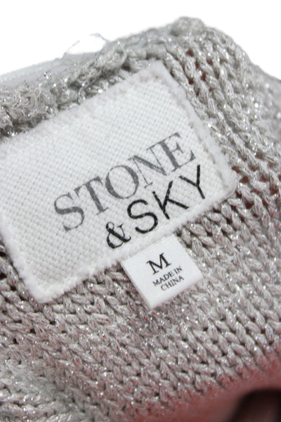 Stone & Sky Unisex Gray Metallic V-Neck Sweater Vest 70% Viscose Size M