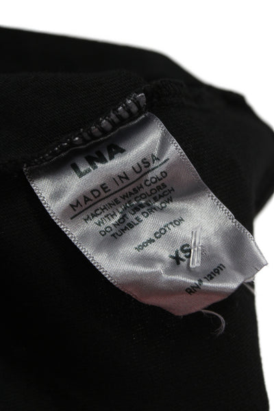 LNA Women Cropped Jersey Black Cotton Short Sleeve Top Size XS