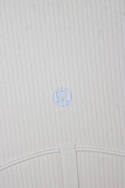Lululemon Womens Windbreaker White High Neck Buttoned Striped Size 4