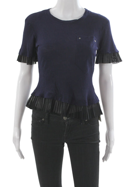 Kenzo Women Dark Blue Short Sleeve T-Shirt Round Neck Designer Size L