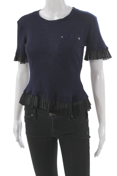 Kenzo Women Dark Blue Short Sleeve T-Shirt Round Neck Designer Size L