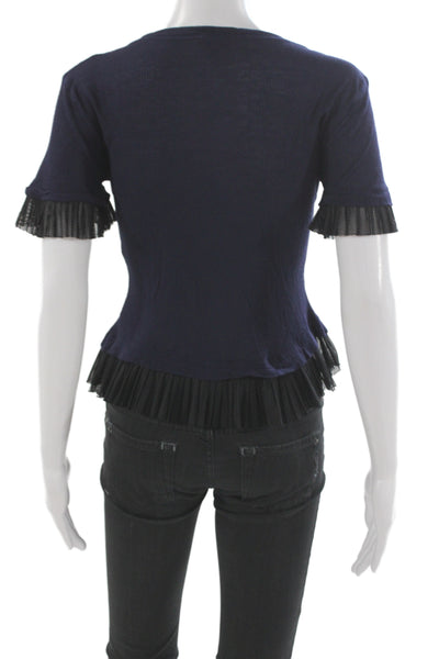 Kenzo Women Dark Blue Short Sleeve T-Shirt Round Neck Designer Size L
