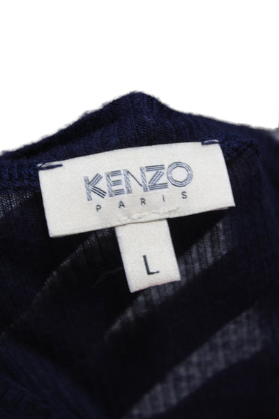 Kenzo Women Dark Blue Short Sleeve T-Shirt Round Neck Designer Size L