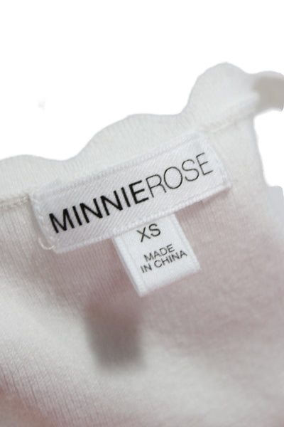 Minnie Rose Women Basic High Neck Tank White Sleeveless Solid Spring Size XS