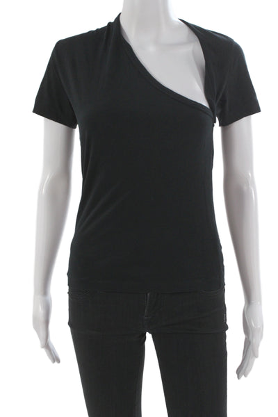 John Elliott Womens Black Short Sleeve T-Shirt Polyester Spandex Size 2