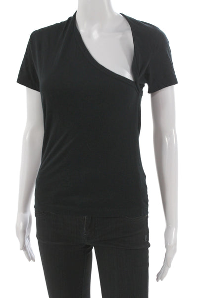 John Elliott Womens Black Short Sleeve T-Shirt Polyester Spandex Size 2