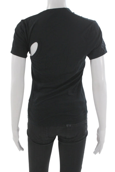 John Elliott Womens Black Short Sleeve T-Shirt Polyester Spandex Size 2