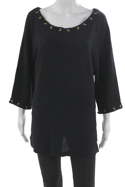 St. John Collection Unisex Pullover Sweater Black 3/4 Sleeve Size L