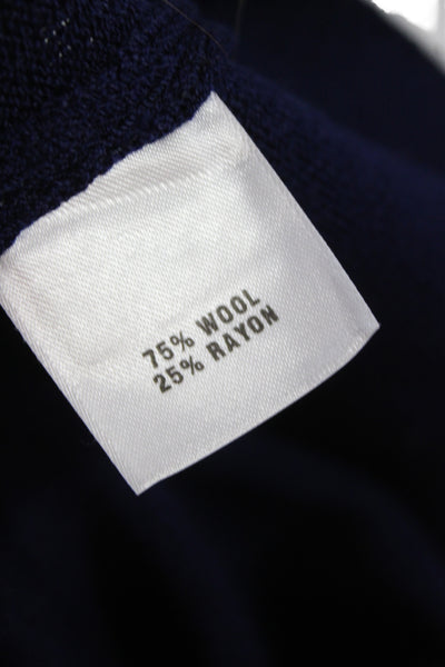 St. John Sport Marie Gray Women Dark Blue Square Neck Short Sleeve Top Size L