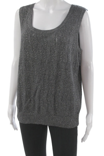 St. John Couture Unisex Dark Gray Cashmere Angora Blend Sweater Vest Size L