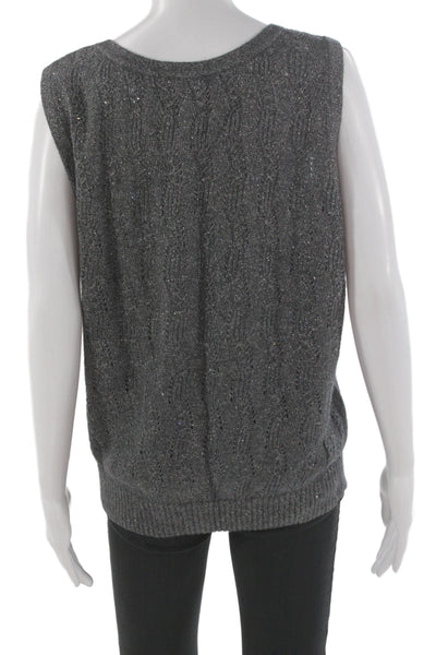 St. John Couture Unisex Dark Gray Cashmere Angora Blend Sweater Vest Size L