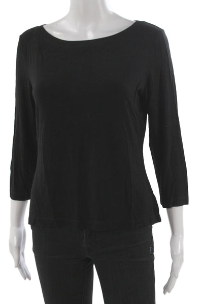 St. John Caviar Women Basic Cotton Black Round Neck 3/4 Sleeve T-Shirt Size L