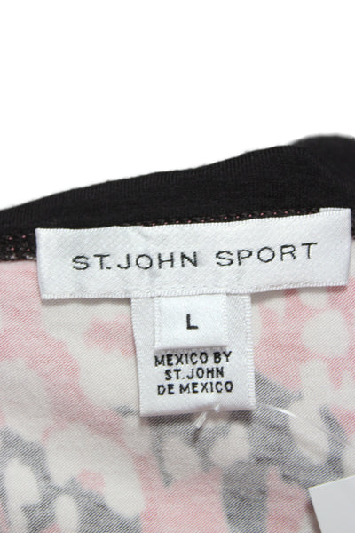 St. John Sport Womens Pink Floral Tunic Blouse 3/4 Sleeve Size L
