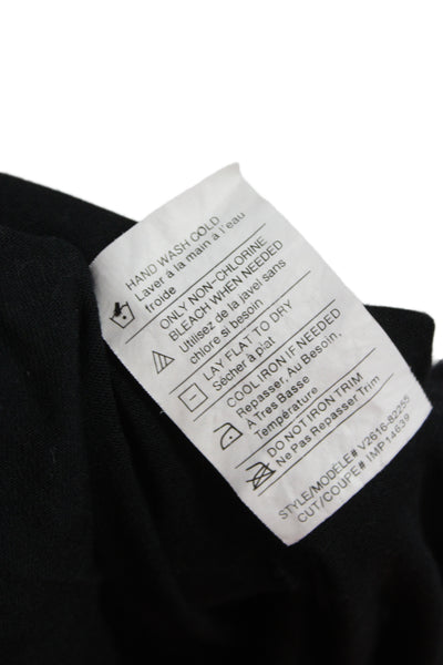 Vince Women Basic Black Rayon 3/4 Sleeve Round Neck T-Shirt Size L