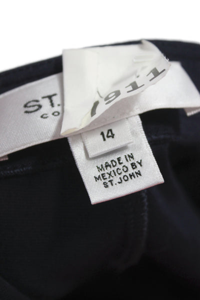 St. John Collection Womens Ankle Dress Pants Dark Blue Viscose Blend Size 14