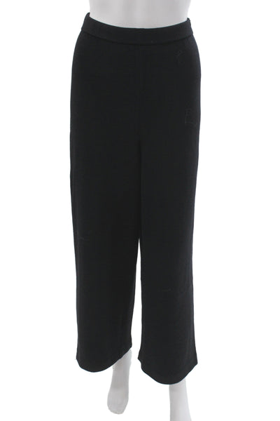St. John Collection Womens Black Wool Cropped Dress Pants Size 10