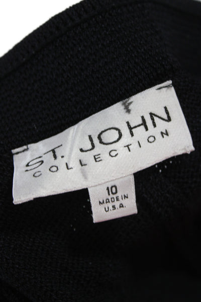 St. John Collection Womens Black Wool Cropped Dress Pants Size 10