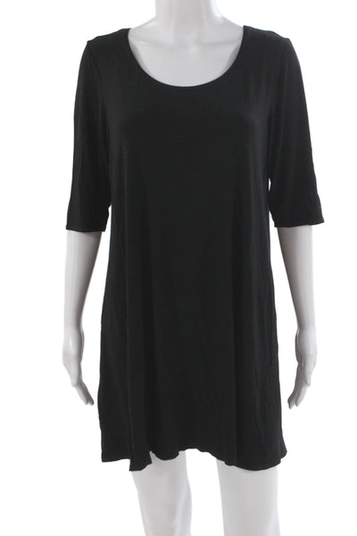 Eileen Fisher Women Shift T Shirt Dress Black 3/4 Sleeve Size M