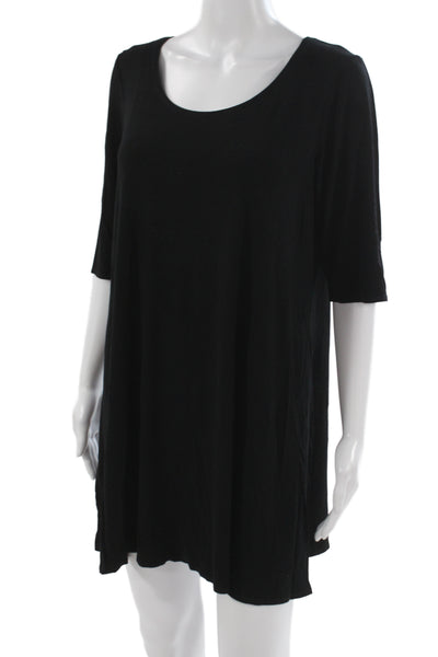 Eileen Fisher Women Shift T Shirt Dress Black 3/4 Sleeve Size M