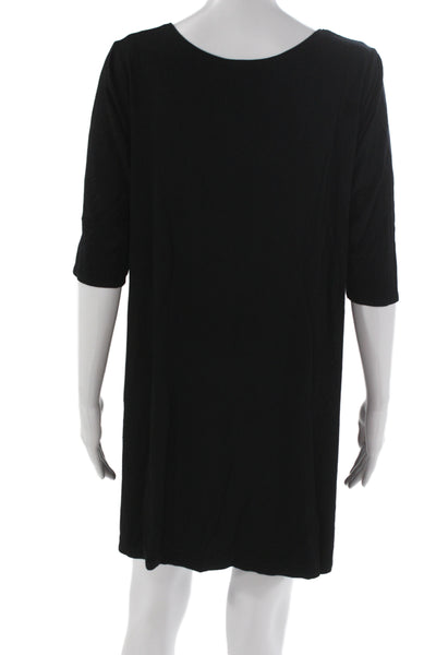 Eileen Fisher Women Shift T Shirt Dress Black 3/4 Sleeve Size M