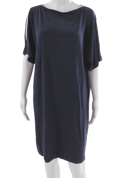 Eileen Fisher Women Shift T-Shirt Dress Dark Blue Short Sleeve Size M
