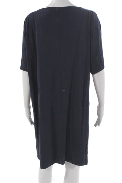 Eileen Fisher Women Shift T-Shirt Dress Dark Blue Short Sleeve Size M