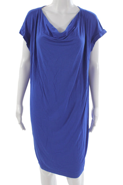 Eileen Fisher Womens Kaftan Tshirt Dress Blue Short Sleeve Viscose Lycra Size M