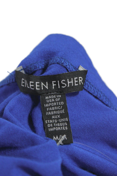 Eileen Fisher Womens Kaftan Tshirt Dress Blue Short Sleeve Viscose Lycra Size M