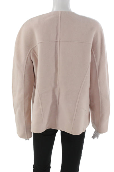 Linda Allard Ellen Tracy Women Pink Wool Jacket Round Neck Size 12