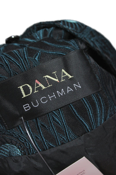 Dana Buchman Women Dark Blue Wool Acrylic Overcoat Bird Print Size 12