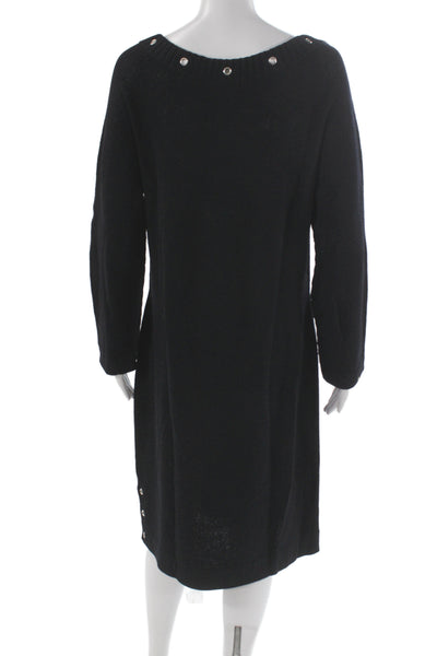 St. John Sport Women Sweater Dress Black Knit Long Sleeve Size M