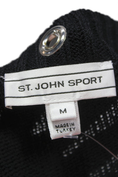 St. John Sport Women Sweater Dress Black Knit Long Sleeve Size M
