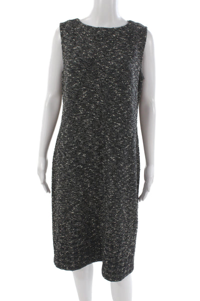 St. John Collection Women Sheath Sweater Dress Black Tweed Sleeveless Size 10