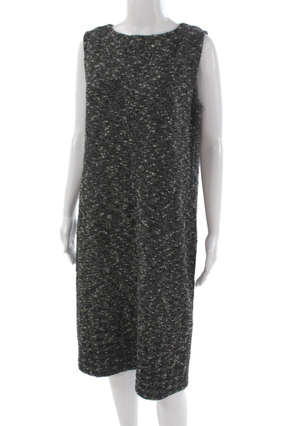St. John Collection Women Sheath Sweater Dress Black Tweed Sleeveless Size 10