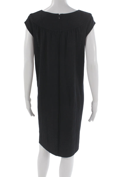 St. John Collection Women Sheath Sweater Dress Black Knit Short Sleeve Size 14