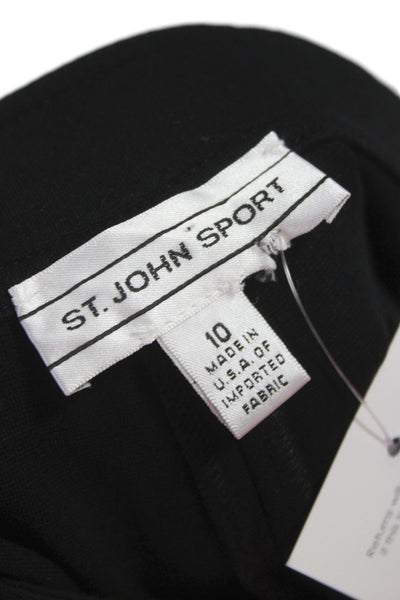 St. John Sport Womens Ankle Cropped Black Cotton Spandex Pants Size 10