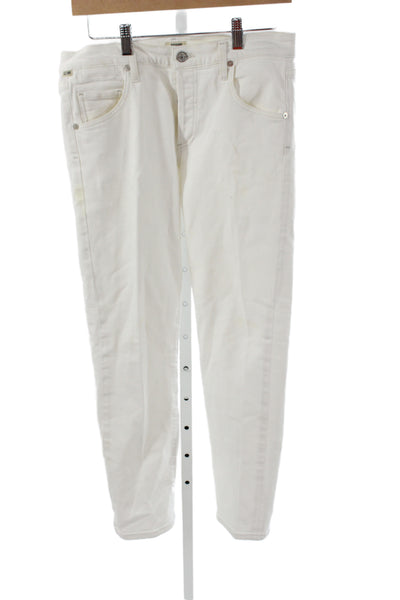 Citizens of Humanity Women Skinny Tapered White Jeans Mid Rise Size 26