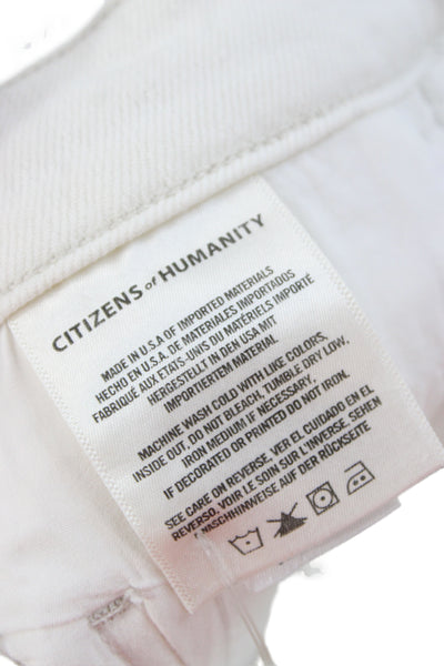 Citizens of Humanity Women Skinny Tapered White Jeans Mid Rise Size 26