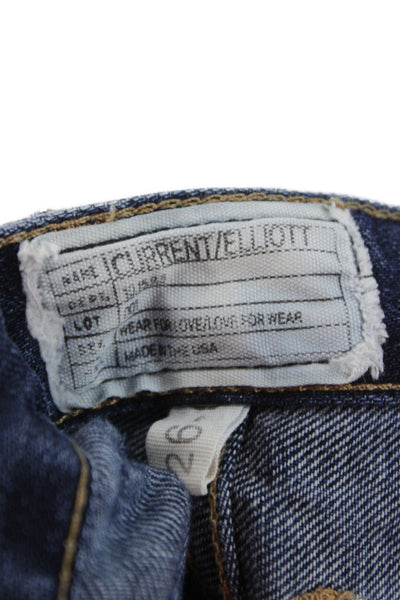 Current/Elliott Unisex Cropped Ankle Jeans Dark Blue Button Size 26