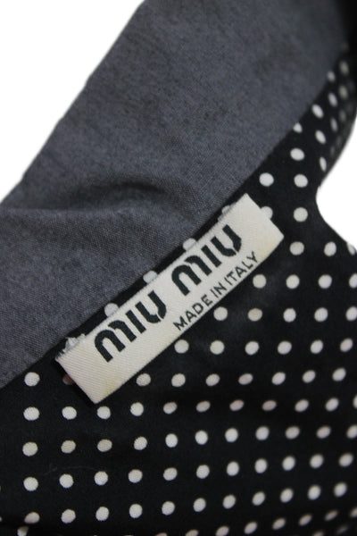 Miu Miu Womens Collared Sleeveless Button-Up Top Black Paisley Cotton Size 42